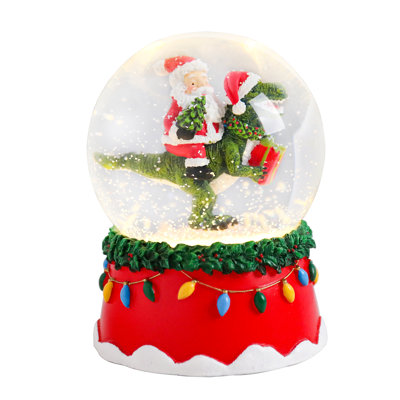 Christmas Musical Snow Globe，musical Box Father Christmas Santa Claus Dinosaur,gift Box Resin Glass Balls Table Decor, For Kids