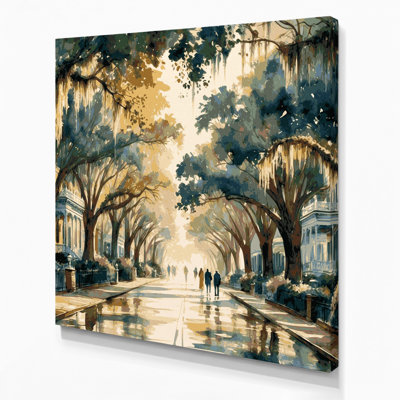 Cities Savannah GA Gray Canvas Wall Art