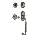 Nostalgic Warehouse Rope Rosette C Grip Handleset with Single Cylinder Deadbolt and Fleur Lever