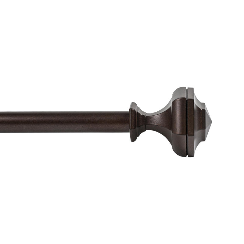 Deco Window Curtain Rods for Windows 44 – 120 Inch, 3/4 Inch Heavy Duty Extendable Metal Drapery Rod, Adjustable Curtain Rod with Decorative Hexagon Finials for Living Room Bedroom, Brown Oil Rubbed