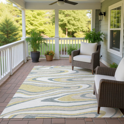 Machine Washable Indoor/Outdoor Chantille ACN2493 Abstract Rug