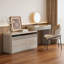 Modern Extendable Makeup Vanity Table with Led Light,Storage Organizer Modern Cream Vanity Desk for Bedroom