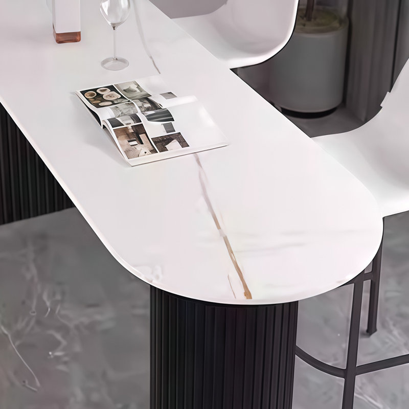 Table de bar Light Luxury, Blanc/Noir, Blanc / Doré, H 35,4 po x L 70,8 po x l 15,7 po