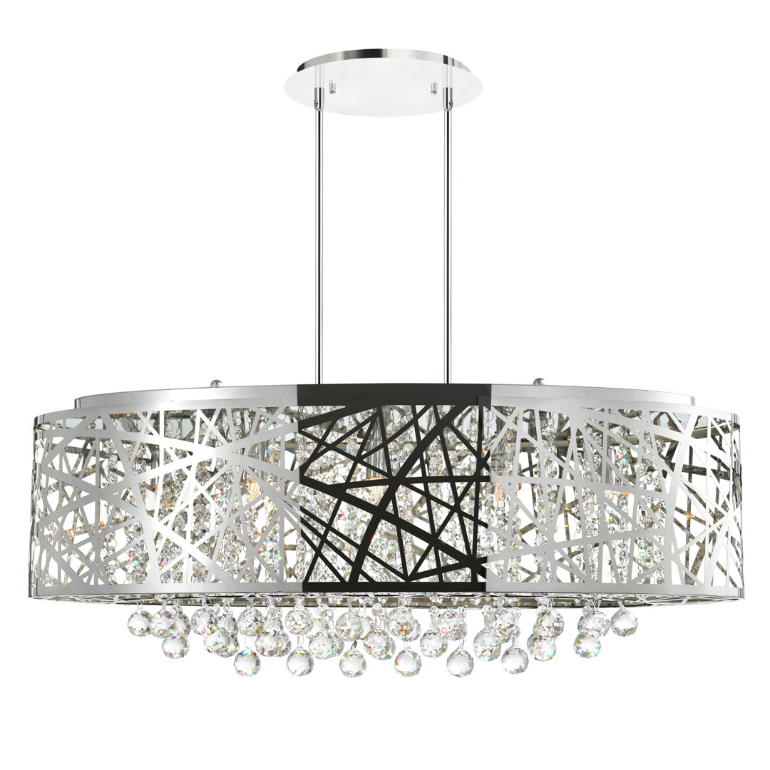 32'' Stainless Steel Kitchen Island Chandelier – 8-Light Modern Drum Fixture with G9 Bulb Base House of Hampton®