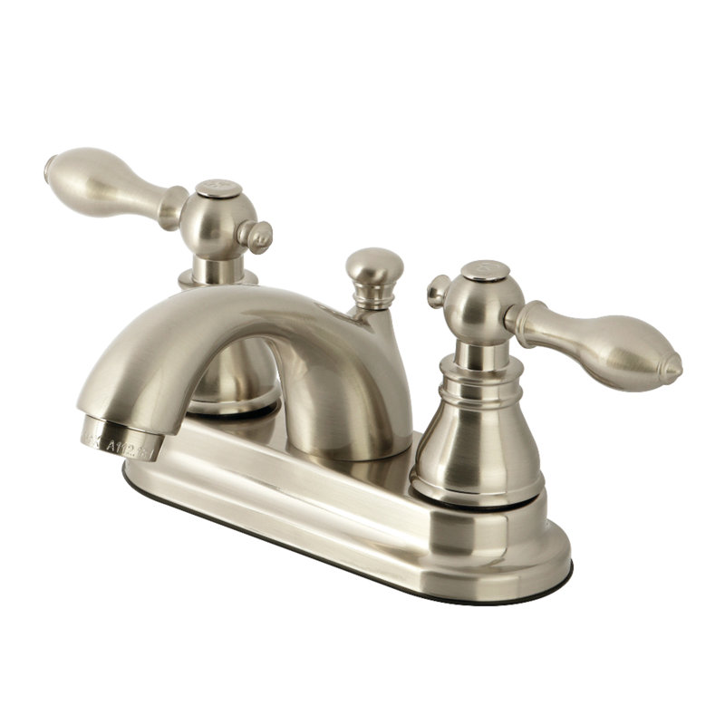 Robinet pour salle de bain avec ensemble de drain central à, Nickel brossé