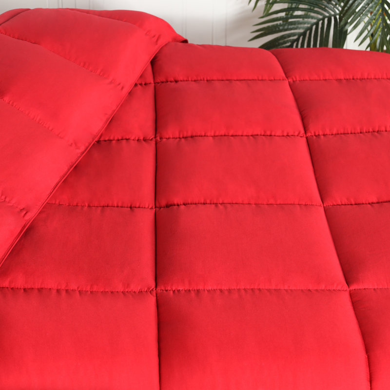 Queen Red Reversible Down Alternative Microfiber Comforter