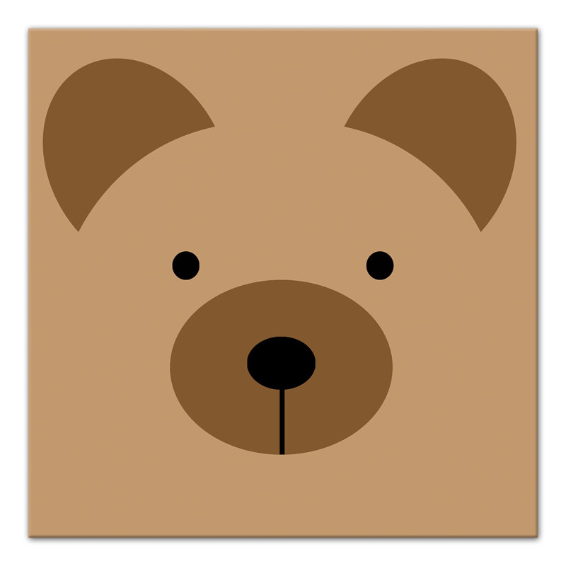 Art pour amis ours face Marko, Toile tendue, H 12 po x l 12 po x P 1,25 po