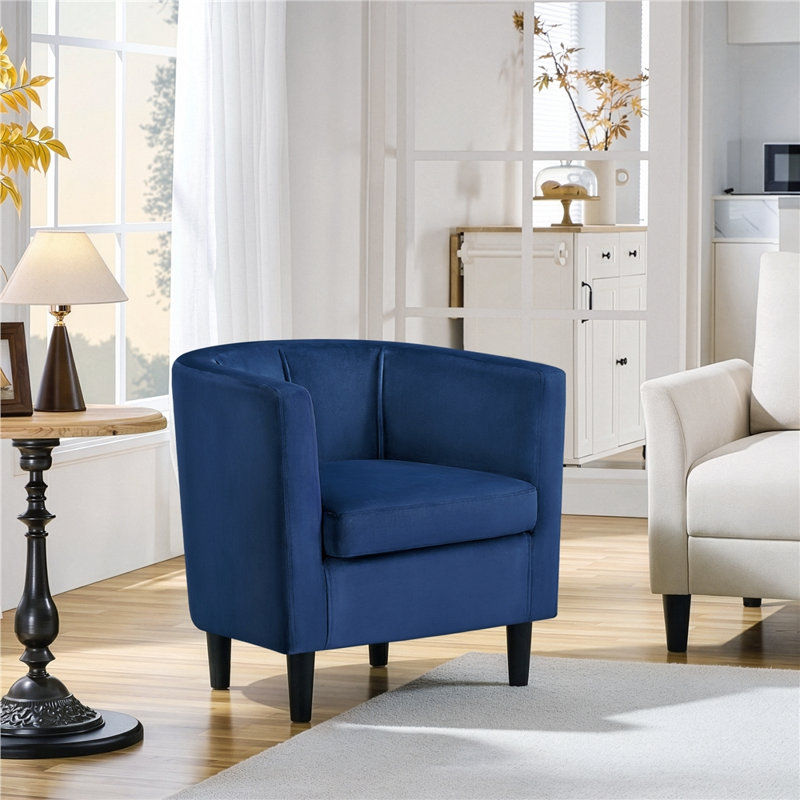 Fauteuil demi-tonneau Birkan, Blue Velvet