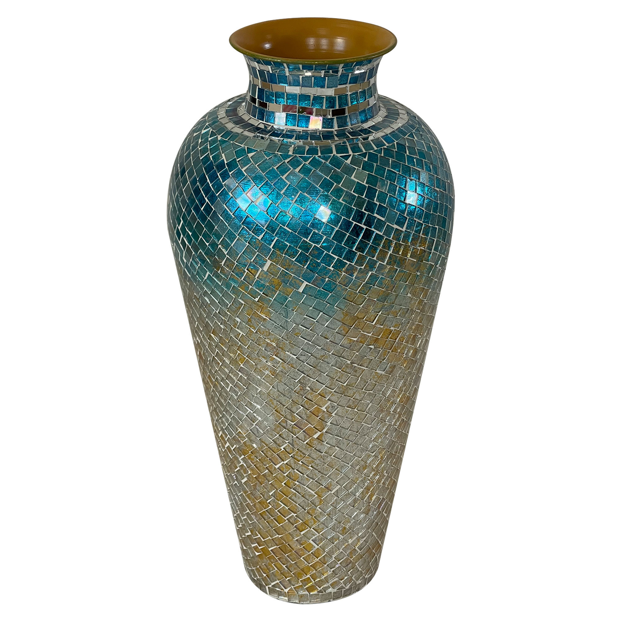 Bungalow Rose Laurenske Tall Glass Mosaic Floor Vase Decorative