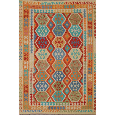 Tapis géométrique réversible en laine 6 x 9