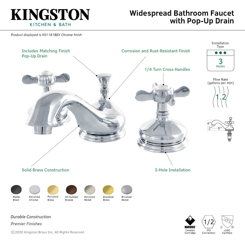 Essex 8-inch Matte Black Brass Wide Bathroom Faucet with Drain