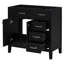 Meuble-lavabo 36 po sans lavabo. Armoire noire avec tiroirs. Bois d'hévéa massif et rangement. Assemblage requis seulement. Base autoportante moderne