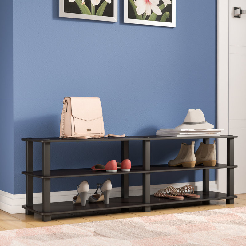 18 Pair Shoe Rack, Dark Brown/Black