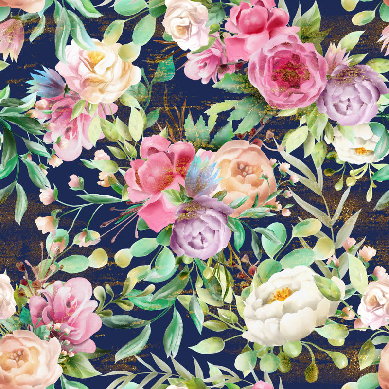 Kenaria Floral Wall Mural, 10.42' W x 10.42' L