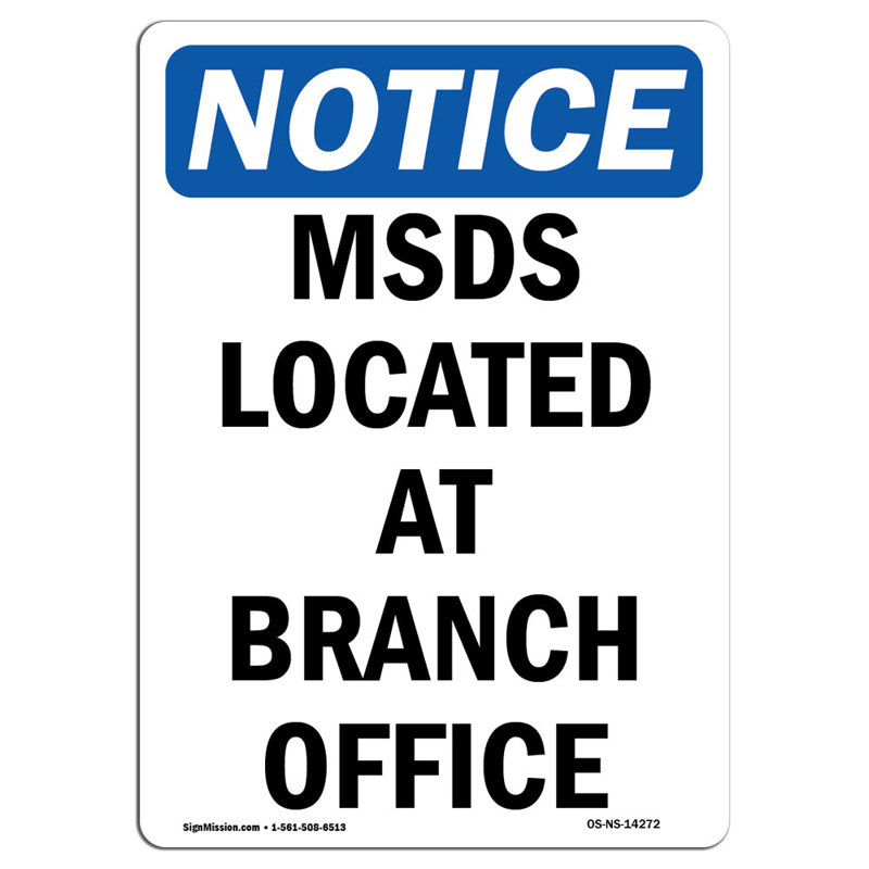 MSDS Located at Branch Office Sign