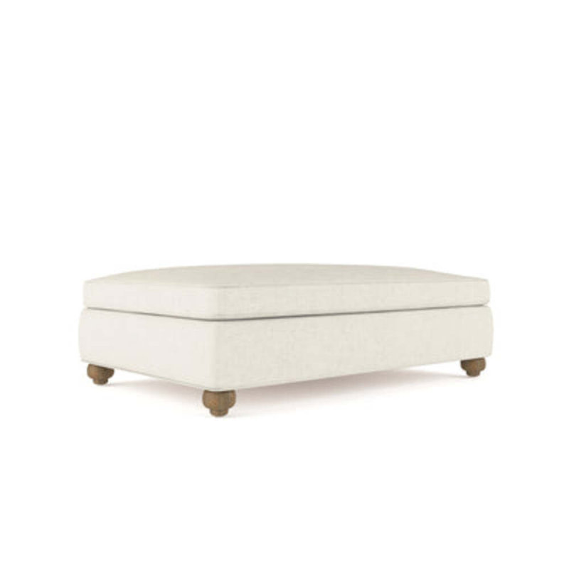 Leroy Ottoman, Plush Velvet Oyster, Weathered