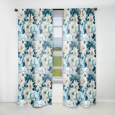 Ocean Blue Elegant Nautical - Tropical Curtain - Velvet Room Darkening - 1 panel