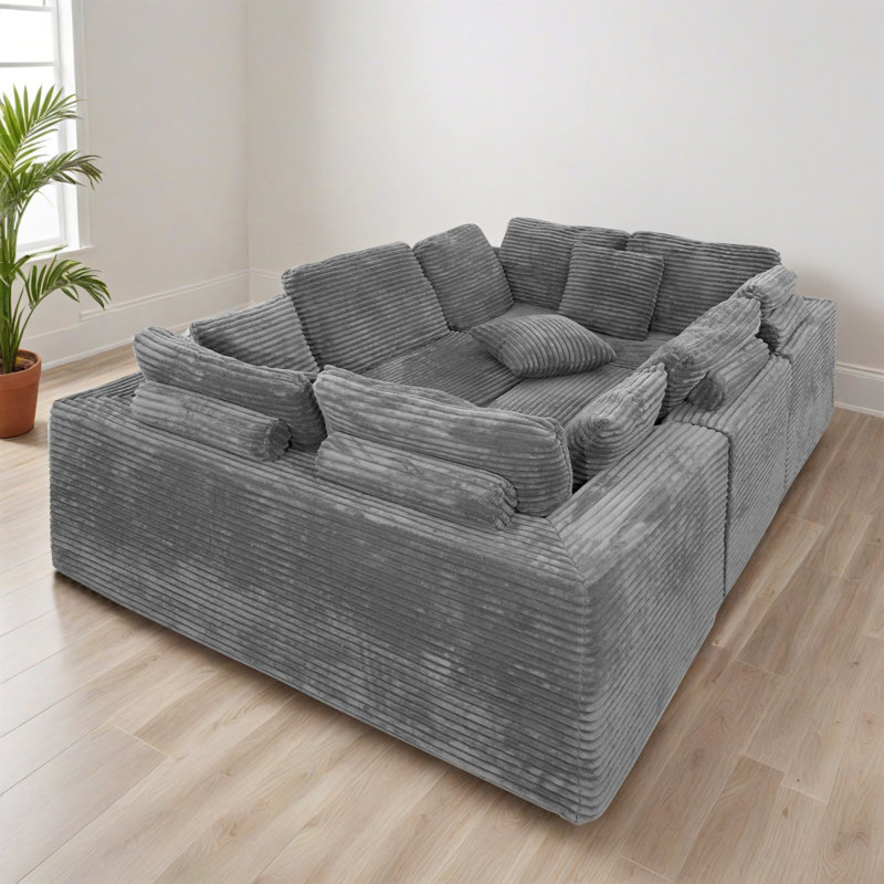 Canapé-lit modulaire 4 pièces pour salon, Polyester gris foncé