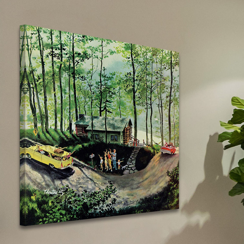 «Cabin In The Woods», reproduction d'art sur toile tendue, 24" H x 24" L x 1.5" D