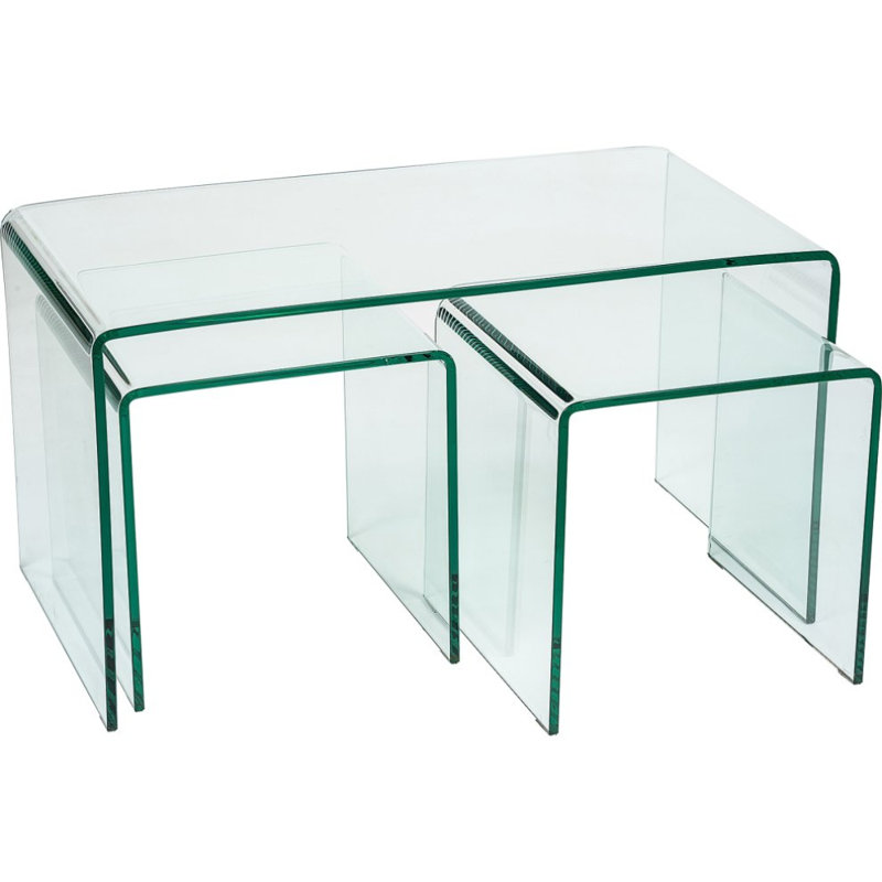 Josefina Glass Top Sled Nesting Tables