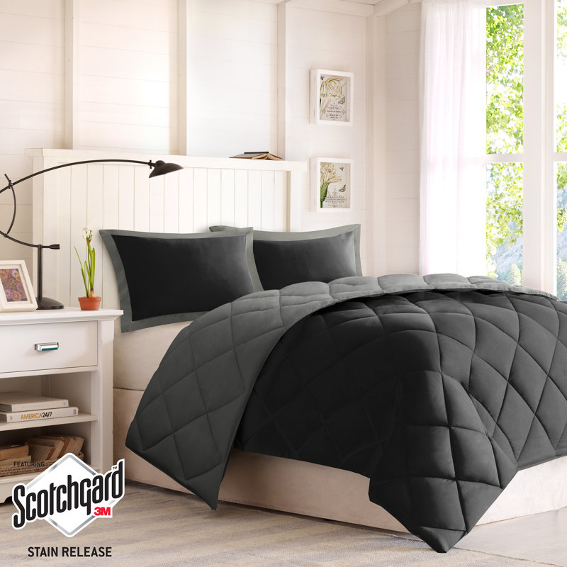 Twin Black/Grey Reversible Down Alternative Comforter Set