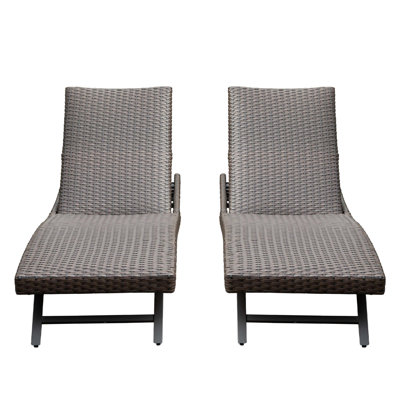 Chaise longue d'extérieur en osier 2 pièces