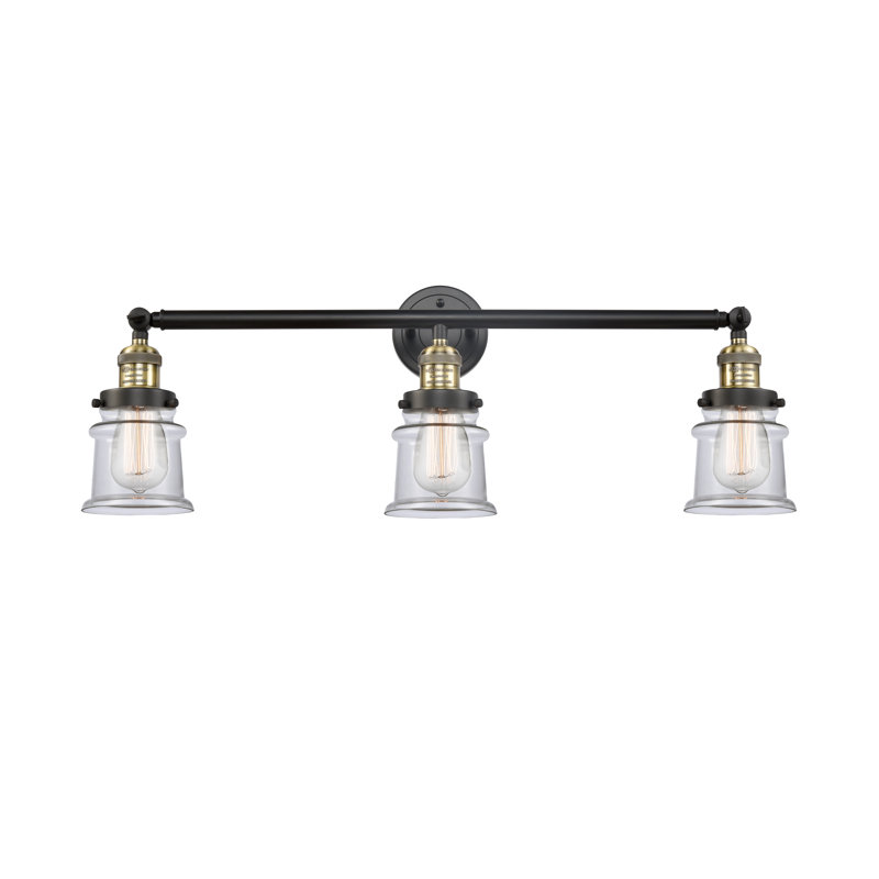 Éclairage pour meuble-lavabo à 3 lumières à intensité variable Alvi, Transparent, Laiton antique noir