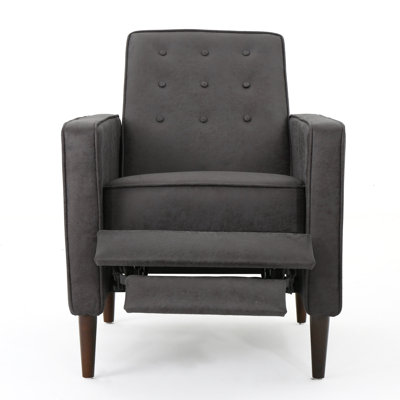 Button Tufted Upholstered Manual Push-Back Recliner