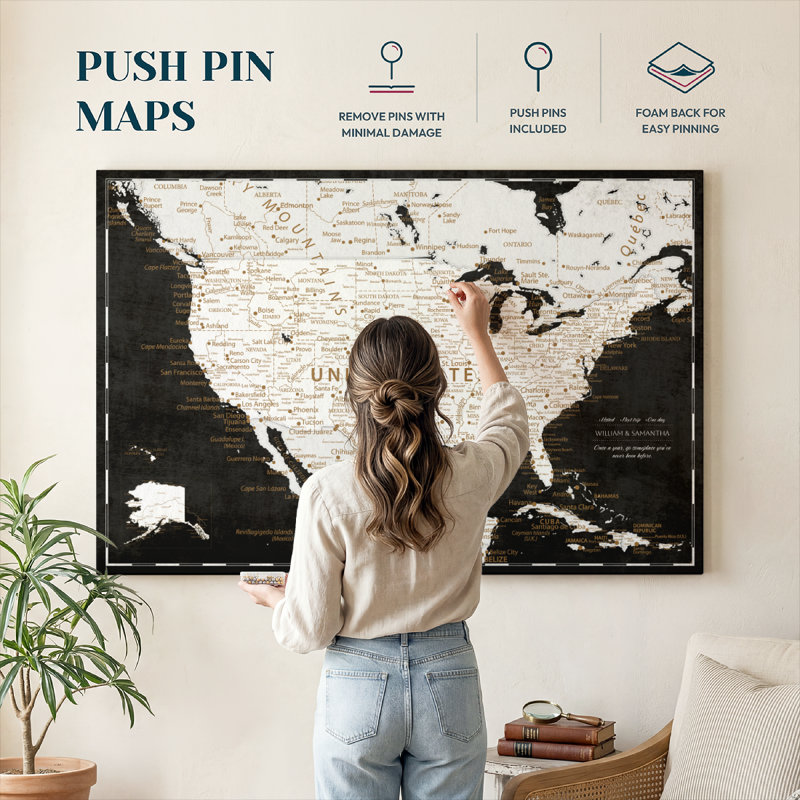 Épinglette personnalisée sur fond noir Ameere USA, H 16 po x l 24 po, Oui