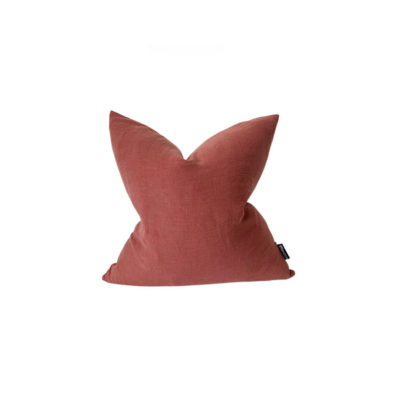 Housse de coussin en lin, H 24 po x l 24 po, Marron