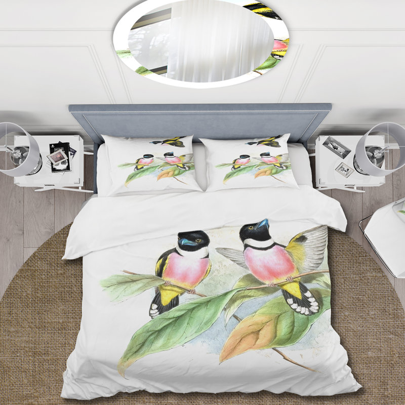 Ensemble de housse de couette traditionnel Vintage Birds III - microfibre de polyester