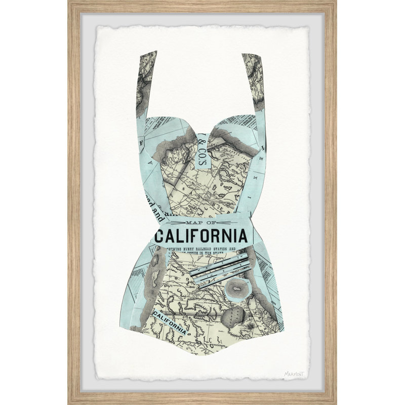 California Swimsuit - Reproduction d'art graphique sur papier encadré, H 24 po x l 16 po x P 1,5 po