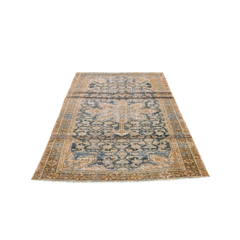 Tapis unique beige / bleu 4 pi x 6 pi années 1990