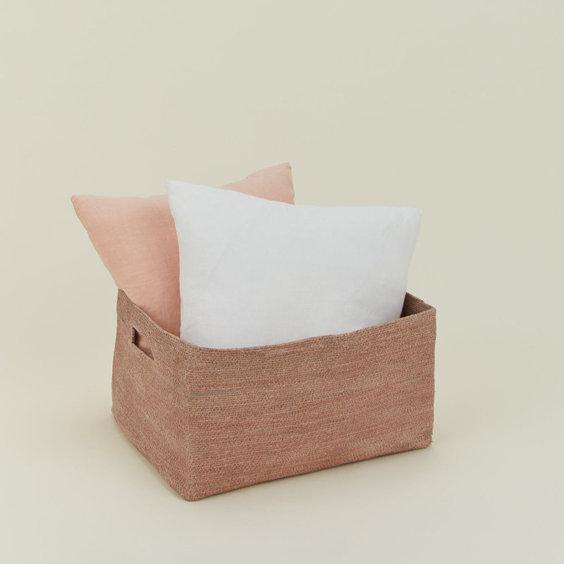 Panier à linge Essential avec poignées, Rosé, H 9 po x l 17 po x P 14 po