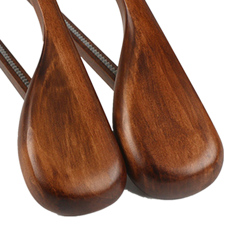 TRIXES 5-Pack Wooden Coat Hangers | Dark Oak | Wide Shoulder and Non-Slip Trouser Bar | Ideal For Suits