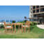 2 - Person Teak Wood Patio Dining Set with Square Table , Cushions Included