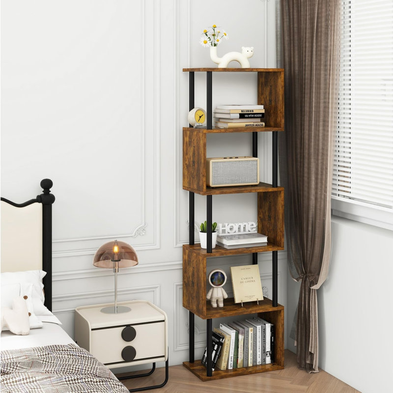 155.5cm H x 38cm W Metal Bookcase, Brown
