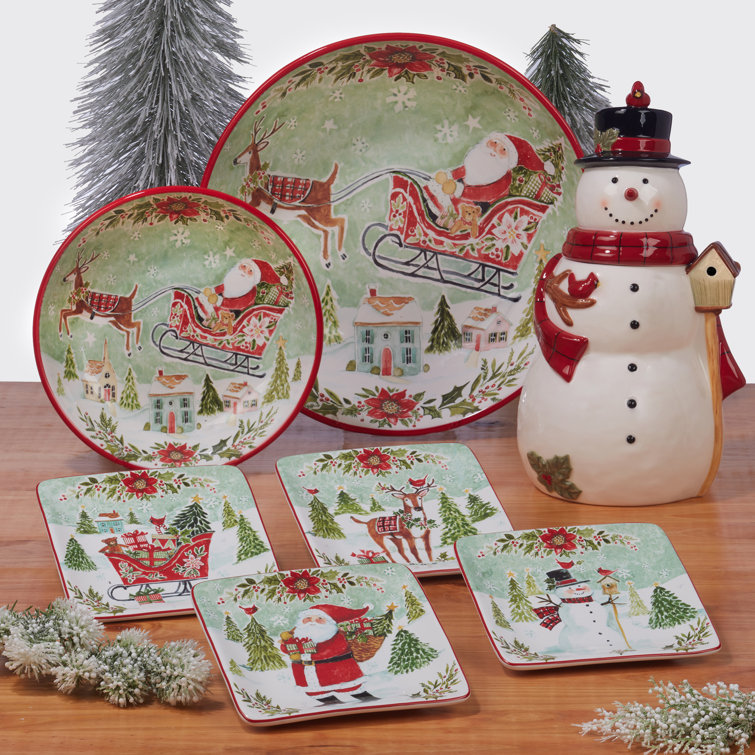 Joie De Vivre 3D Stoneware Santa Christmas Cookie Jar Air Tight Seal