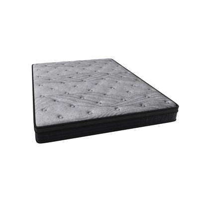 12 pouces, ferme, grand matelas, ressorts ensachés individuellement, alignement de la colonne vertébrale, sommeil réparateur, mousse de tissu gris, matelas dans une boîte de soutien ciblé pour le corps,