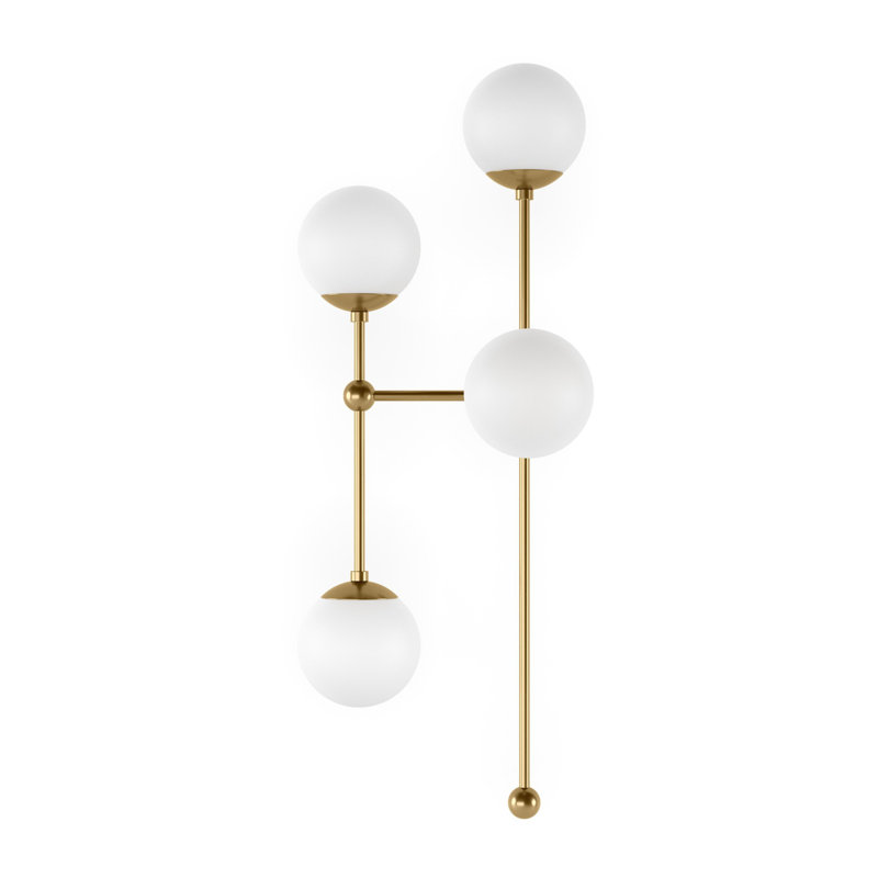Armstrong 4 - Light Armed Sconce, Opal Matte, Burnished Brass