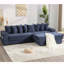 Canapé modulaire en L 110,75 po, canapé modulaire en velours côtelé, avec porte-gobelet mobile, porte-gobelets, 8 coussins décoratifs, poche latérale, déplier en lit, bleu-118054472