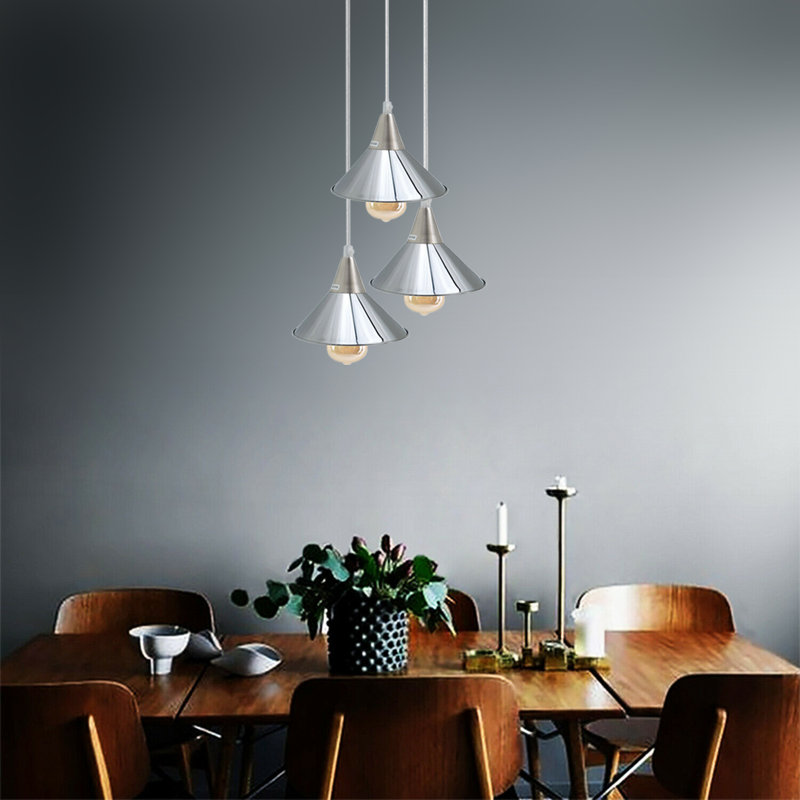 Rosenthal 3-Light Cluster Cone Pendant, Chrome