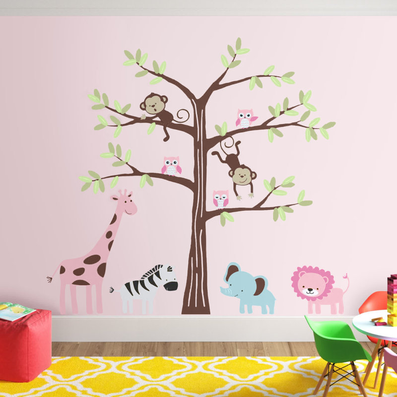 Digirolamo Non-Wall Damaging Accent, Pink/Brown/Blue