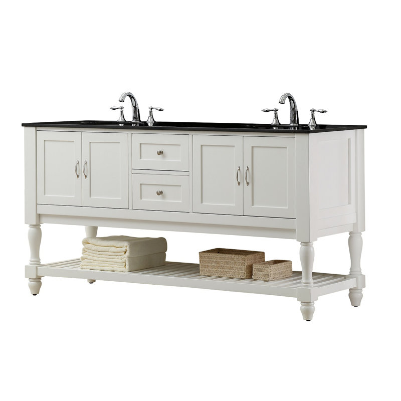 Ensemble de meuble-lavabo double 70 po Cahill, Marbre blanc, Espresso