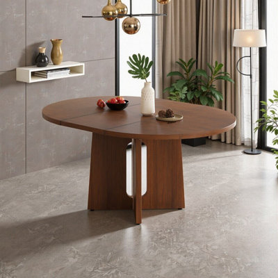 Table de salle à manger ronde en bois massif avec plateau extensible pour la maison