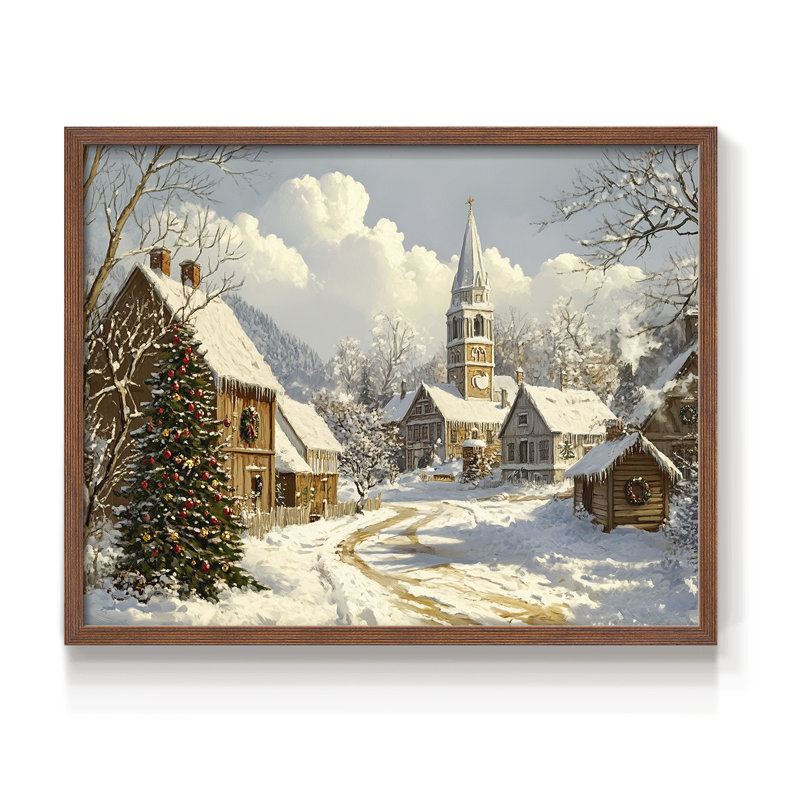 Chirstmas Art-CCXCIV -Framed Print - Restickable, H 8 po x l 10 po, Noyer