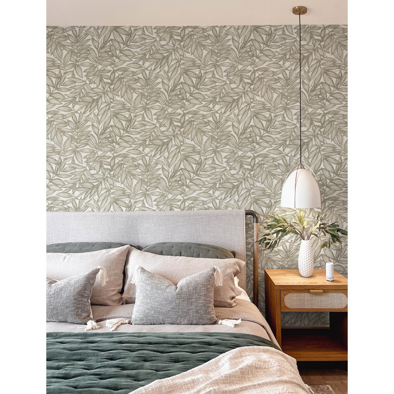 Rhythmic Taupe Leaf Wallpaper, Brown