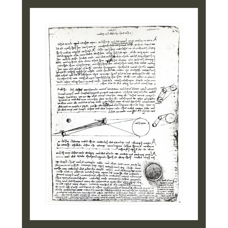 Schémas astronomiques suivants «2r from the Codex Chester» par Leonardo da Vinci, impression giclée encadrée