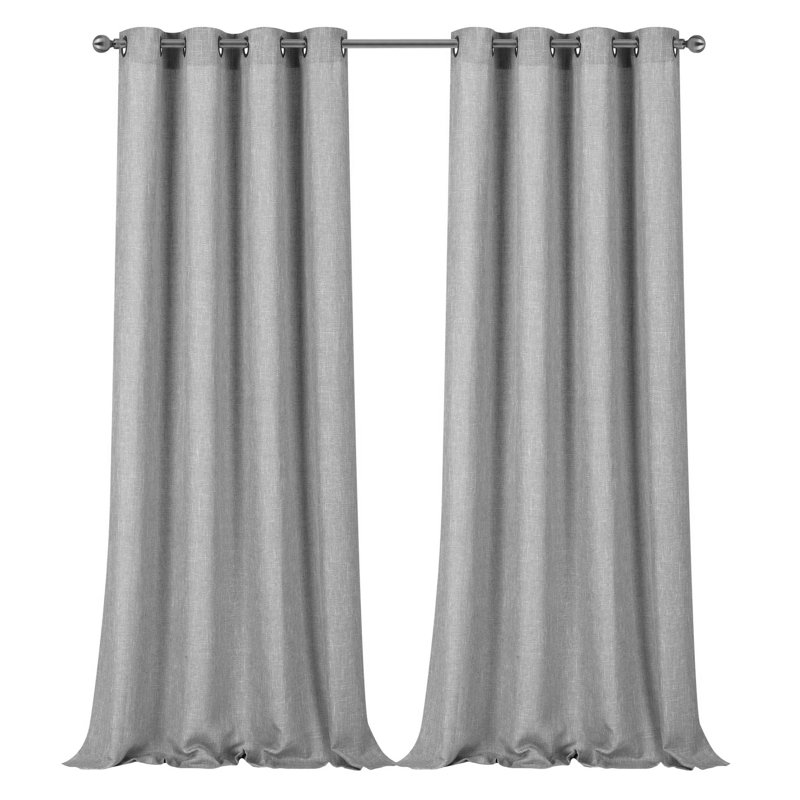 Halette Semi Sheer Curtain Pair, Gray