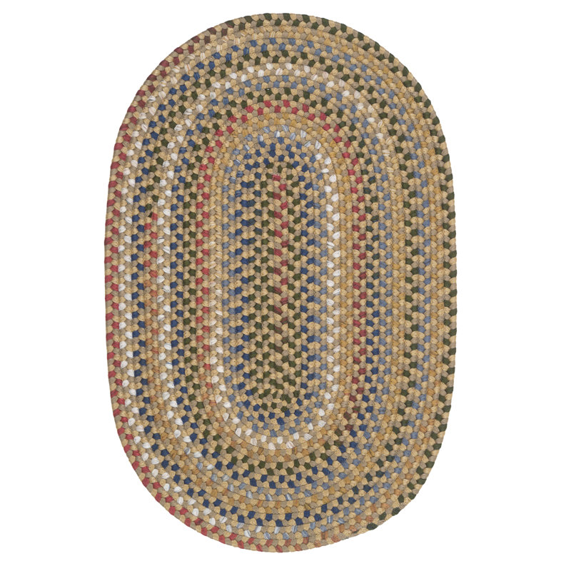 Tapis naturel multicolore tressé Gordie, Ovale 11 pi x 14 pi